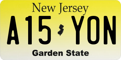 NJ license plate A15YON