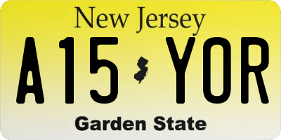 NJ license plate A15YOR