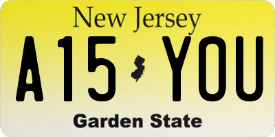 NJ license plate A15YOU