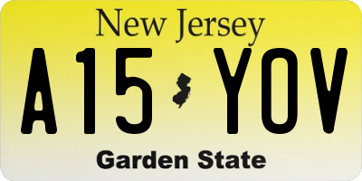 NJ license plate A15YOV