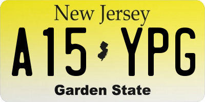 NJ license plate A15YPG