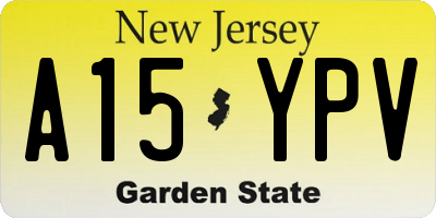 NJ license plate A15YPV