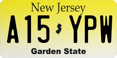 NJ license plate A15YPW