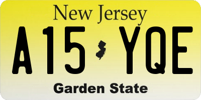 NJ license plate A15YQE