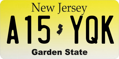 NJ license plate A15YQK