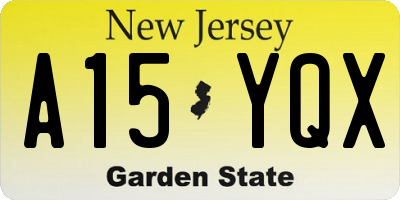 NJ license plate A15YQX