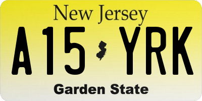 NJ license plate A15YRK