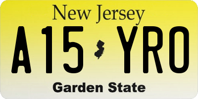 NJ license plate A15YRO