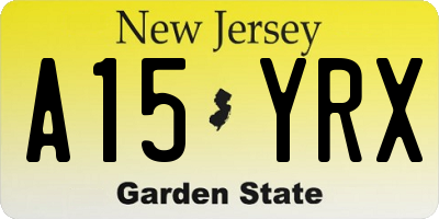 NJ license plate A15YRX