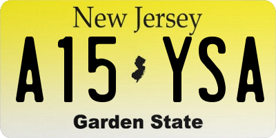 NJ license plate A15YSA