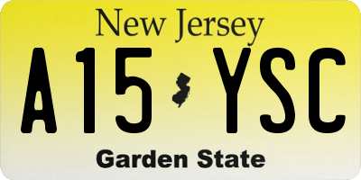 NJ license plate A15YSC