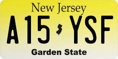NJ license plate A15YSF