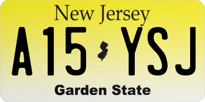 NJ license plate A15YSJ