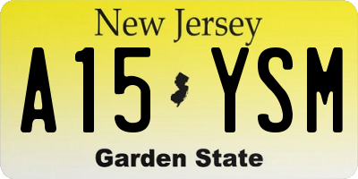 NJ license plate A15YSM