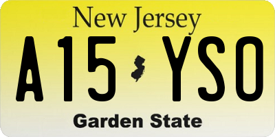 NJ license plate A15YSO