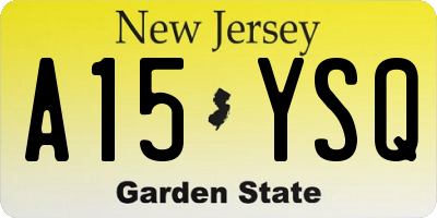 NJ license plate A15YSQ