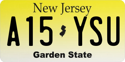 NJ license plate A15YSU