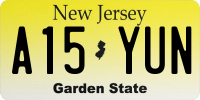 NJ license plate A15YUN
