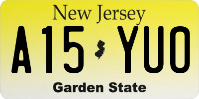 NJ license plate A15YUO