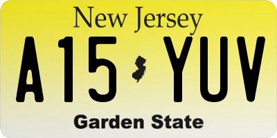 NJ license plate A15YUV