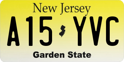 NJ license plate A15YVC
