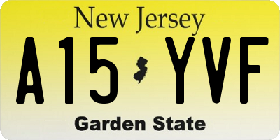 NJ license plate A15YVF
