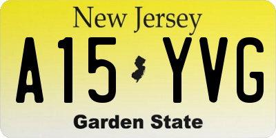 NJ license plate A15YVG
