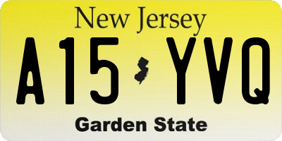 NJ license plate A15YVQ