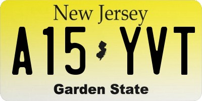 NJ license plate A15YVT