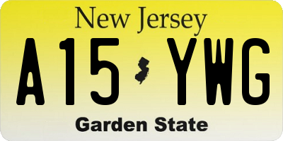 NJ license plate A15YWG