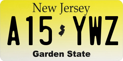 NJ license plate A15YWZ