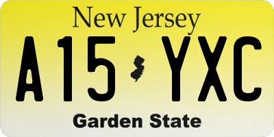 NJ license plate A15YXC