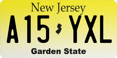 NJ license plate A15YXL