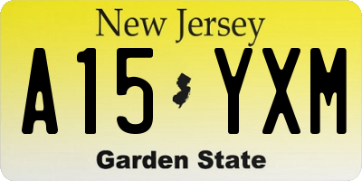 NJ license plate A15YXM