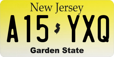 NJ license plate A15YXQ