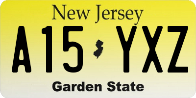 NJ license plate A15YXZ
