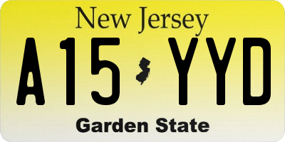 NJ license plate A15YYD