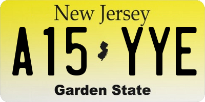 NJ license plate A15YYE