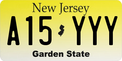 NJ license plate A15YYY