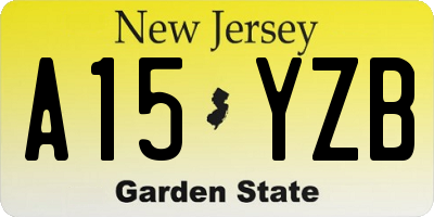 NJ license plate A15YZB