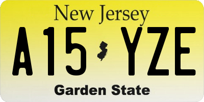 NJ license plate A15YZE