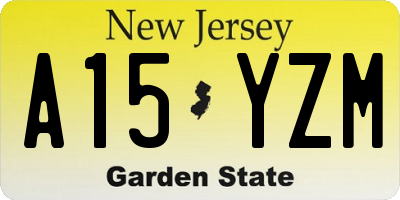 NJ license plate A15YZM