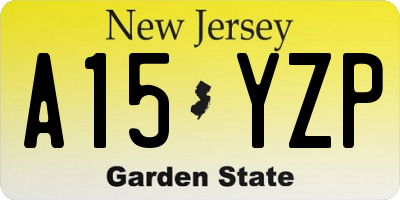 NJ license plate A15YZP