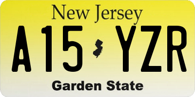 NJ license plate A15YZR