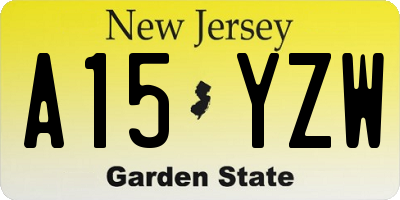 NJ license plate A15YZW
