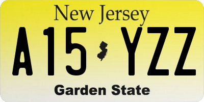 NJ license plate A15YZZ