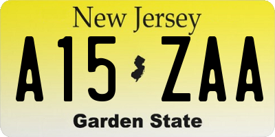 NJ license plate A15ZAA