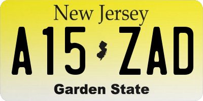 NJ license plate A15ZAD