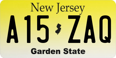 NJ license plate A15ZAQ