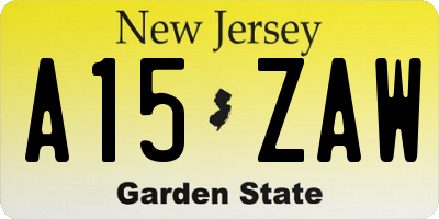 NJ license plate A15ZAW